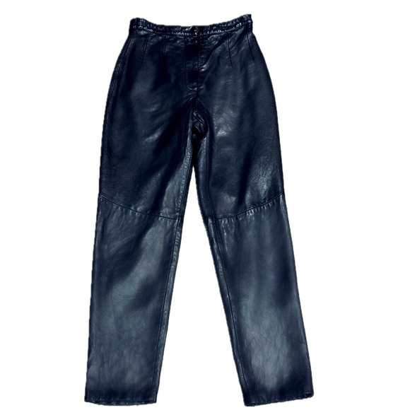 👖🖤 VALERIE STEVENS 90s Collector’s Rare Black Lambskin Leather Pants | Sz 4 - Picture 1 of 3